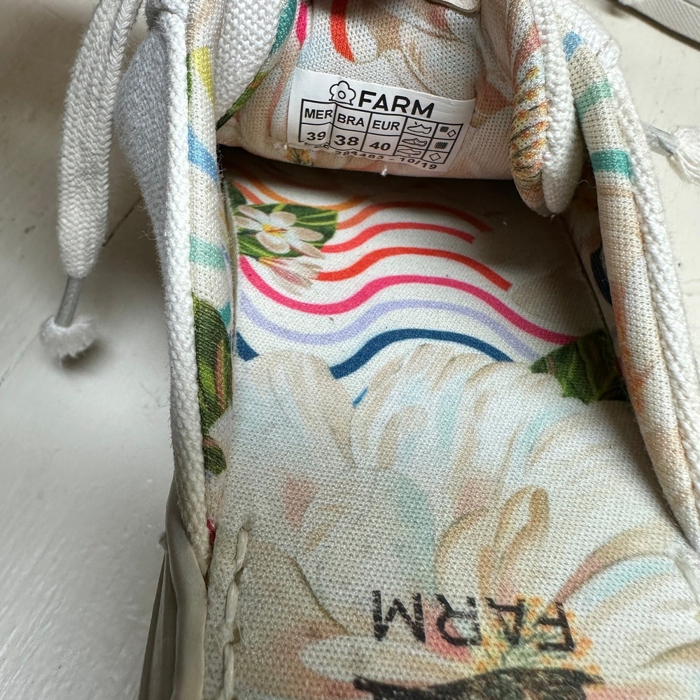 Farm Rio Sneakers White Platform Lace‎ Up Canvas Rainbow Tennis Mule Womens 38 - Picture 7 of 10